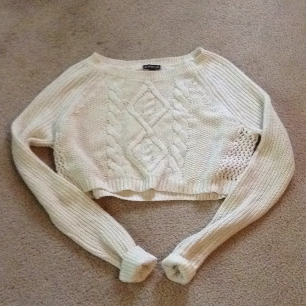 White Express crop sweater